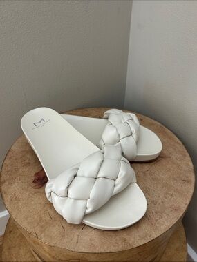 Marc Fisher LTD Imenta Ivory Braided Slide/Sandals.